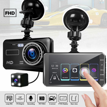 Skorter | A6T 4-inch 170° Wide Angle Full HD 1080P Car DVR Dual Lens Dash Cam Rear Camera Video Recorder with Touch Screen
