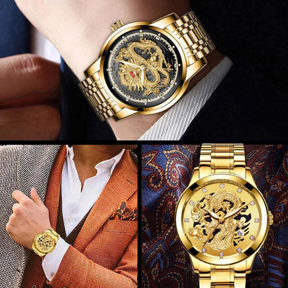 Skorter | Embossed Golden Dragon Watch