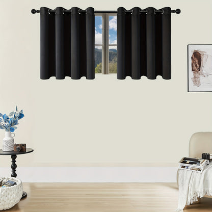 Skorter | Blackout Curtains - 2 Pieces Modern Polyester Curtains with Thermal Insulation and Rings