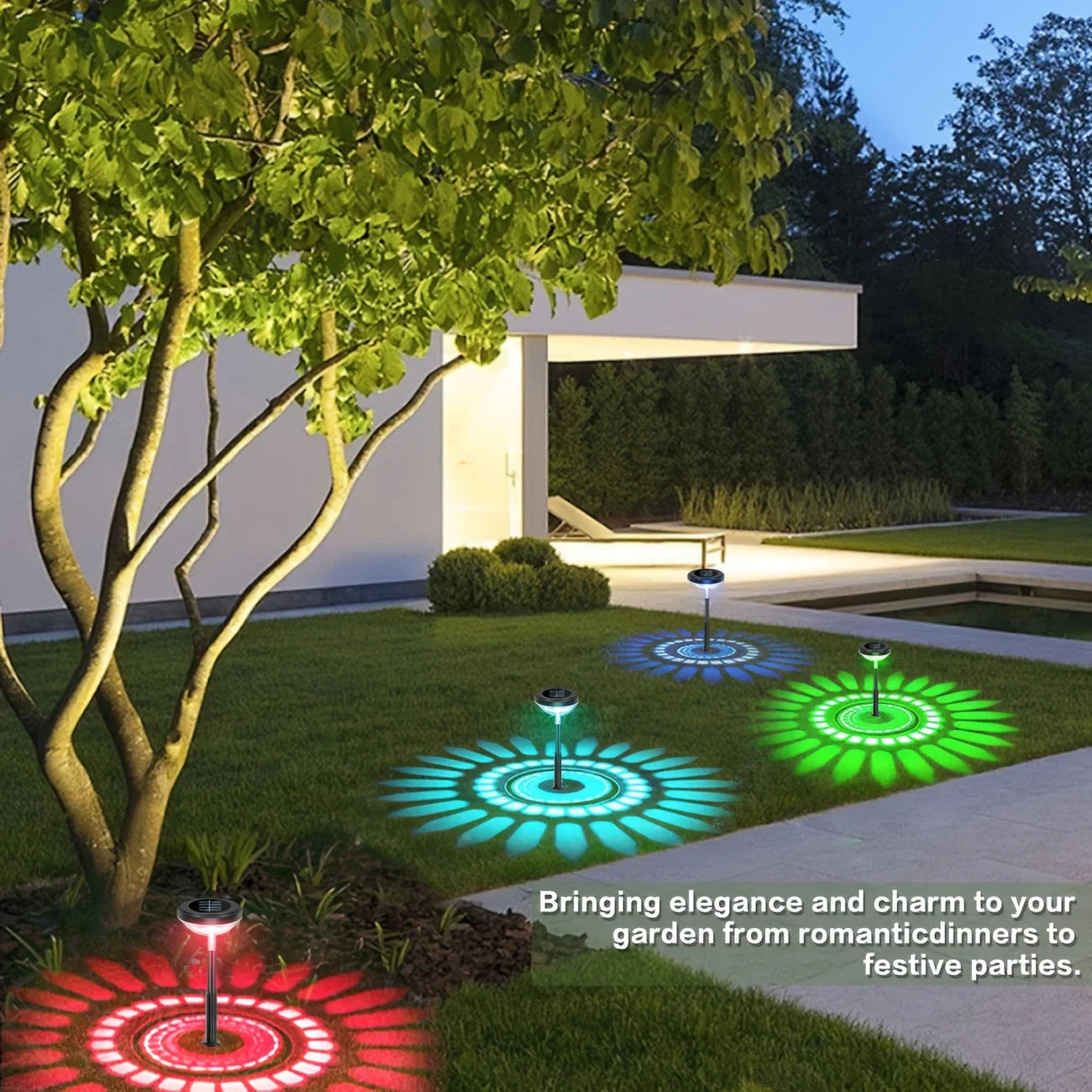 Skorter | Solar Garden Lamp with Color Change – LED Garden Lighting for Outdoor Use with Flower Pattern