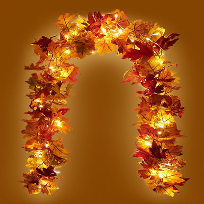 Skørter | 2 Pack Autumn Maple Garland with 40 LED for Home Wedding Party Christmas - 5.8Ft/Pc