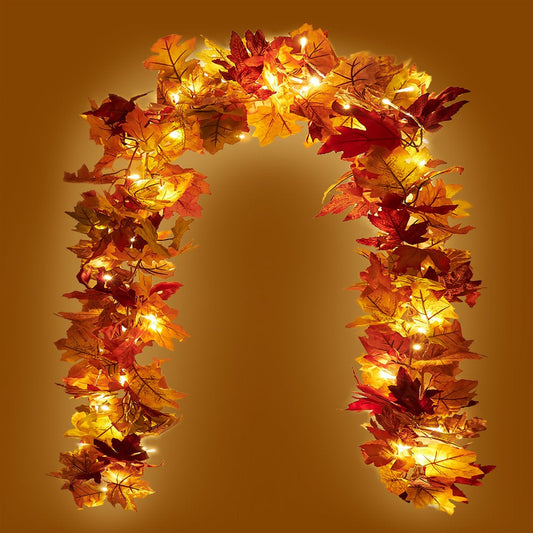 Skørter | 2 Pack Autumn Maple Garland with 40 LED for Home Wedding Party Christmas - 5.8Ft/Pc