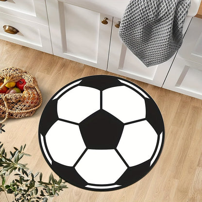 Skorter | Football Design Round Rug – Non-Slip, Machine Washable, Lightweight Floor Mat for Living Room and Bedroom
