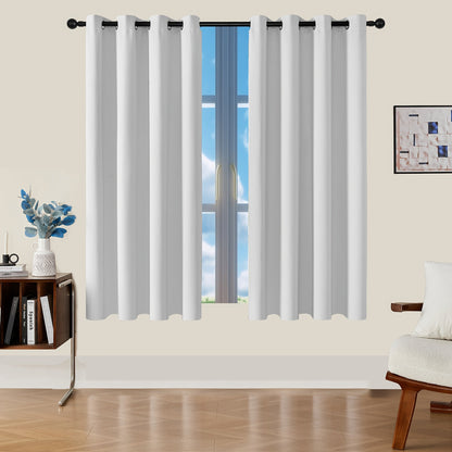 Skorter | Blackout Curtains - 2 Pieces Modern Polyester Curtains with Thermal Insulation and Rings