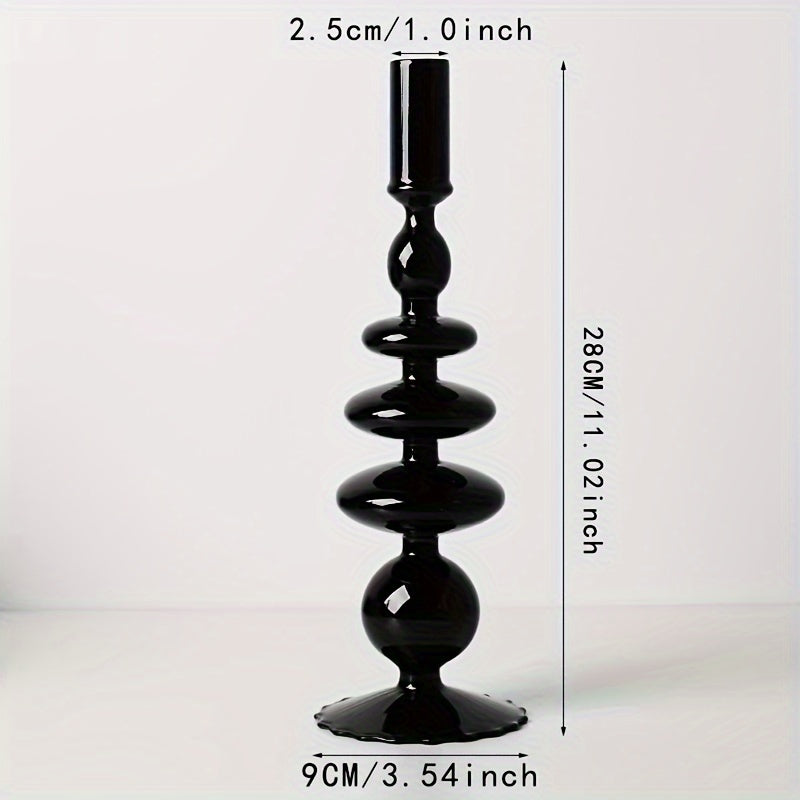 Skorter | 1pc Creative and Minimalist Glass Candle Holder Set - Lacquered Glass Vase Table Decoration for Living Room, Dining Table and Romantic Dinner