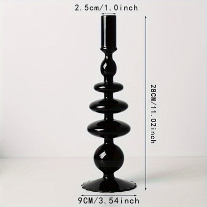 Skorter | 1pc Creative and Minimalist Glass Candle Holder Set - Lacquered Glass Vase Table Decoration for Living Room, Dining Table and Romantic Dinner