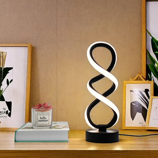 Skorter | SpiraLux - Modern Spiral Table Lamp with Wood Color Settings