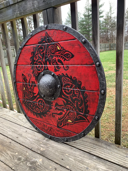 Skorter | Eivor Valhalla Raven Battle Damaged Viking Wooden Shield 30CM