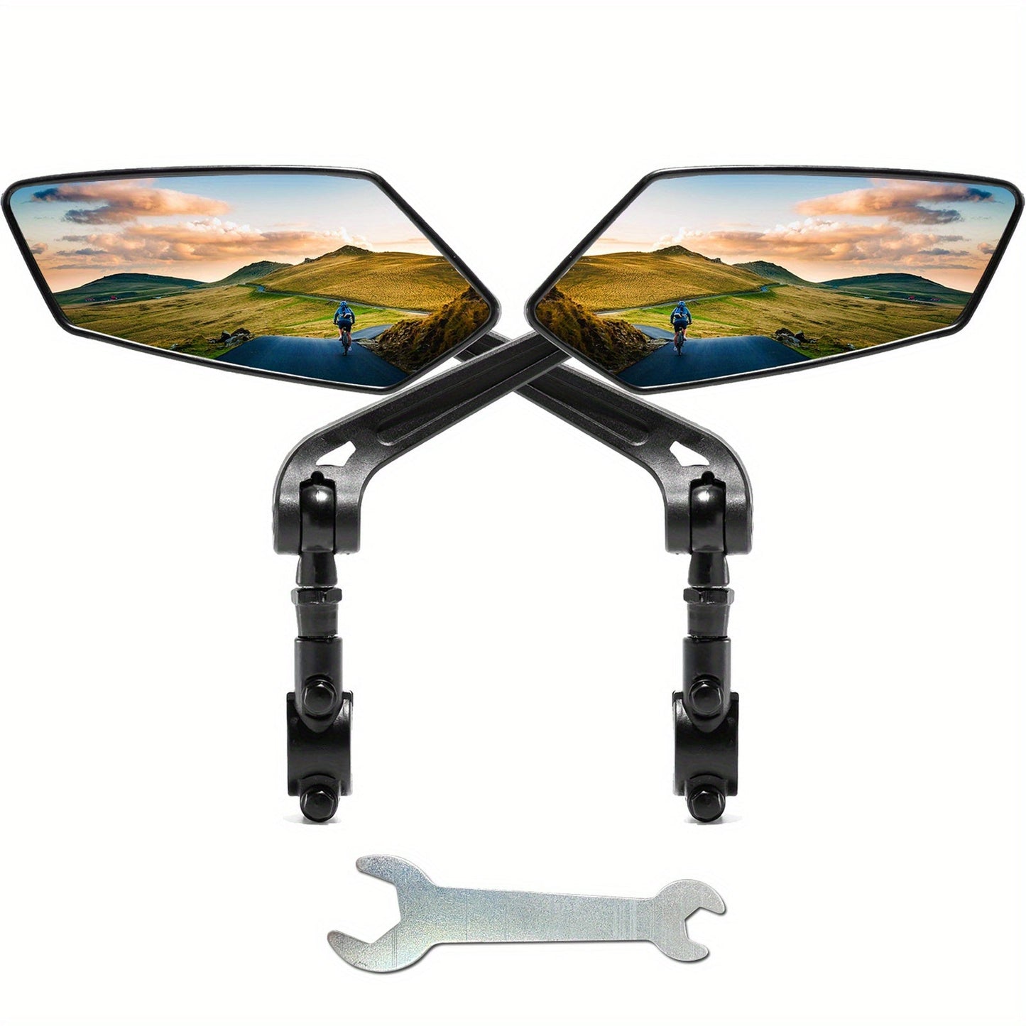 Skorter | 2pcs Bicycle Handlebar Mirror – Adjustable Wide Angle Rearview Mirrors & 360° Rotating Safety Glass Design for Bicycle, E-bike, Scooter & Snow Bike