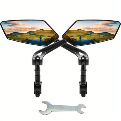 Skorter | 2pcs Bicycle Handlebar Mirror – Adjustable Wide Angle Rearview Mirrors & 360° Rotating Safety Glass Design for Bicycle, E-bike, Scooter & Snow Bike