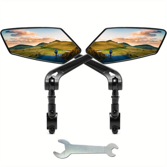 Skorter | 2pcs Bicycle Handlebar Mirror – Adjustable Wide Angle Rearview Mirrors & 360° Rotating Safety Glass Design for Bicycle, E-bike, Scooter & Snow Bike