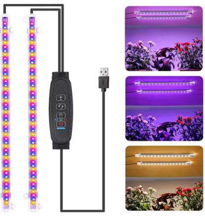 Skorter | Rwntao Fire Stripe Growth Lamp For Indoor Plants, Red & 3000K & 6000K Full Spectrum Led Growth Light Strips With Automatic On/Off 3/9/12H Timer, 10 Dimmable Levels For Greenhouse Succulent (13 Inches)