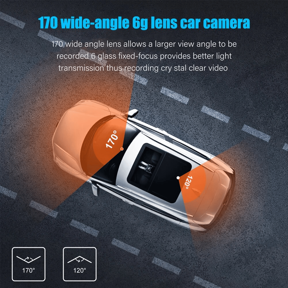 Skorter |  Dashcam with two lenses, 1080P HD and night vision - 170° wide angle