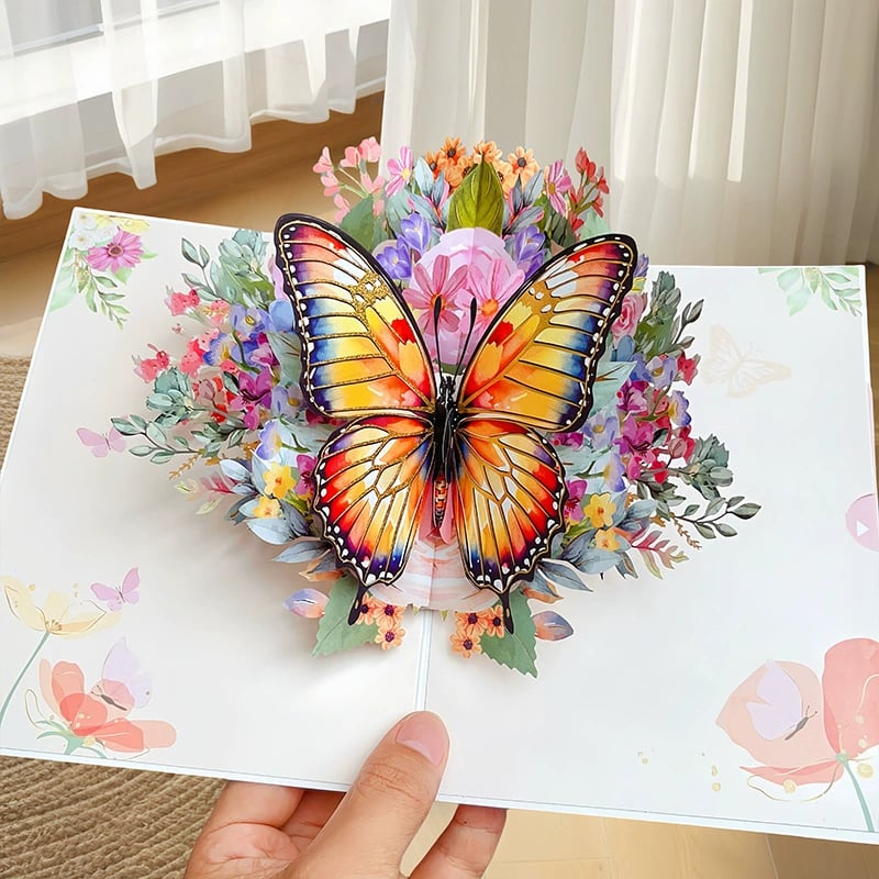 Skorter |  Vibrant 3D  Butterfly & Daisy Pop-Up Greeting Card