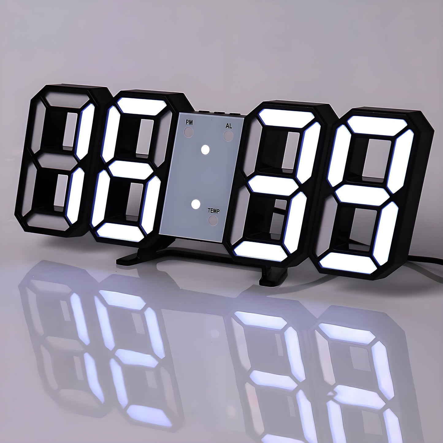 Skorter | DigiTime - LED 3D Digital Clock with Calendar & Temperature Display