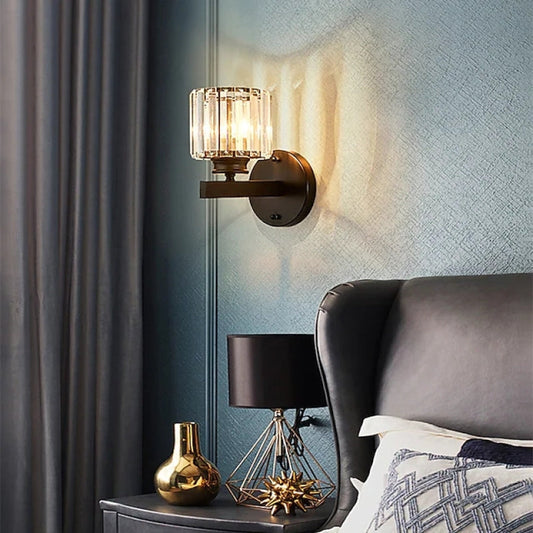 Skorter | Herbert Modern LED Wall Lamp - Indoor - Black - Bedroom - Crystal/Metal