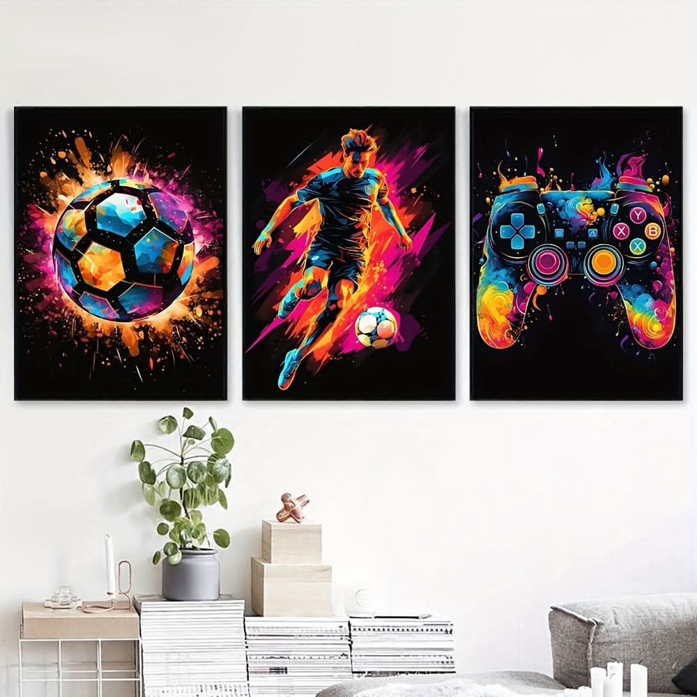 Skorter | Abstract Football and Gaming Canvas Wall Art Set