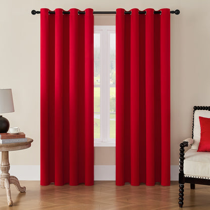 Skorter | Blackout Curtains - 2 Pieces Modern Polyester Curtains with Thermal Insulation and Rings