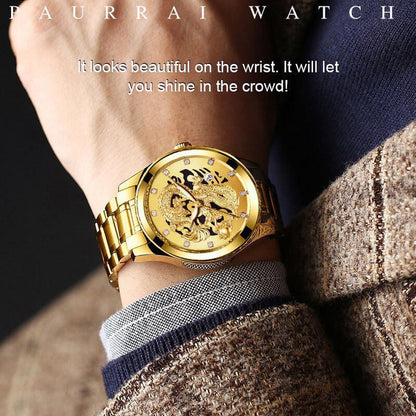 Skorter | Embossed Golden Dragon Watch