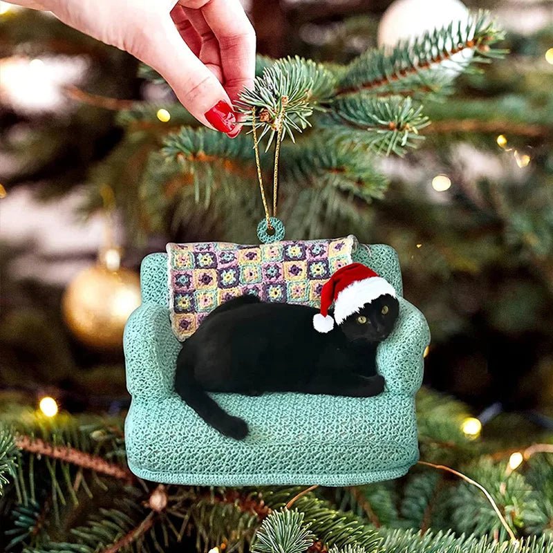 Skorter | Acrylic Black Cat Christmas Ornaments Set – Adorable Tree Pendants for Weddings, Parties, and Festive Home Décor