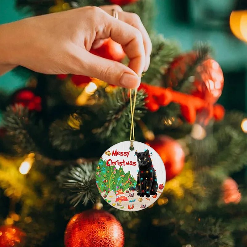Skorter | Acrylic Black Cat Christmas Ornaments Set – Adorable Tree Pendants for Weddings, Parties, and Festive Home Décor