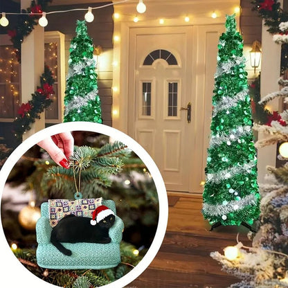 Skorter | Acrylic Black Cat Christmas Ornaments Set – Adorable Tree Pendants for Weddings, Parties, and Festive Home Décor