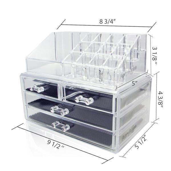 Skorter | 2-Pack: Acrylic Makeup Organizer Cosmetics Jewelry Display Box