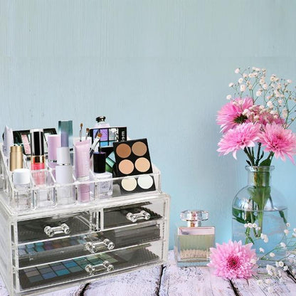 Skorter | 2-Pack: Acrylic Makeup Organizer Cosmetics Jewelry Display Box