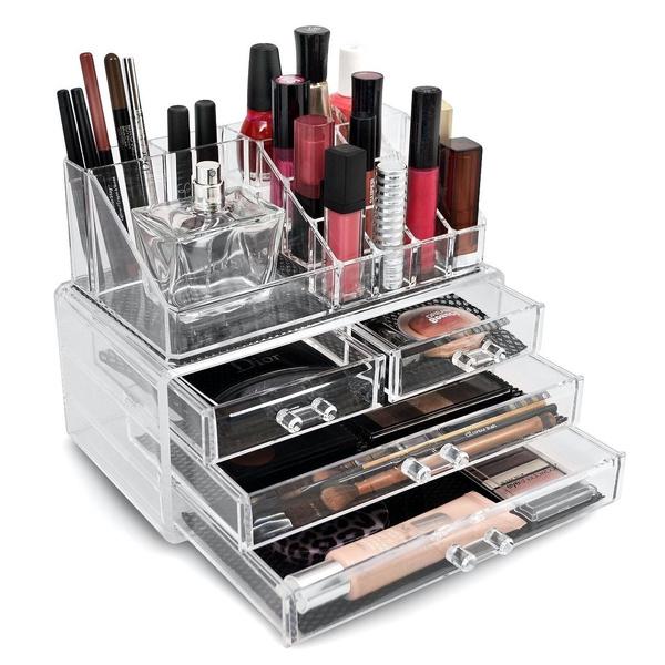 Skorter | 2-Pack: Acrylic Makeup Organizer Cosmetics Jewelry Display Box