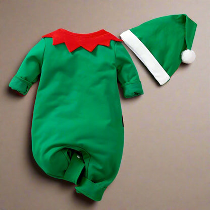 Skorter | Adorable Christmas Elf Jumpsuit for Newborn – Soft & Cozy Long Sleeve Outfit for Boys and Girls (0-18 Months) Perfect for Christmas Celebrations