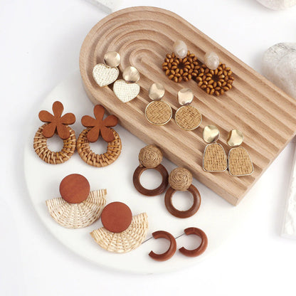 Skorter | Tropical Vibe Handmade Rattan Wooden Statement Earring Collection