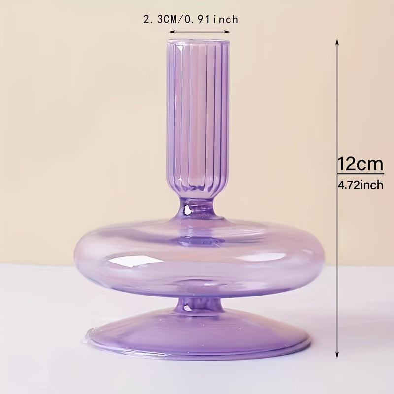 Skorter | 1pc Creative and Minimalist Glass Candle Holder Set - Lacquered Glass Vase Table Decoration for Living Room, Dining Table and Romantic Dinner
