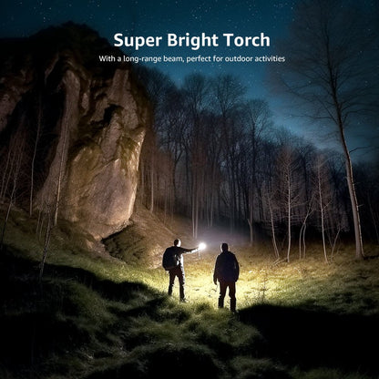 Skorter | 2-Pack LED Flashlights with Hook LE2050 Flashlight High Lumen Super Bright, 5 Light Settings, Zoomable Waterproof Lightweight Flashlights for Emergencies, Camping, Powered by AAA Battery,