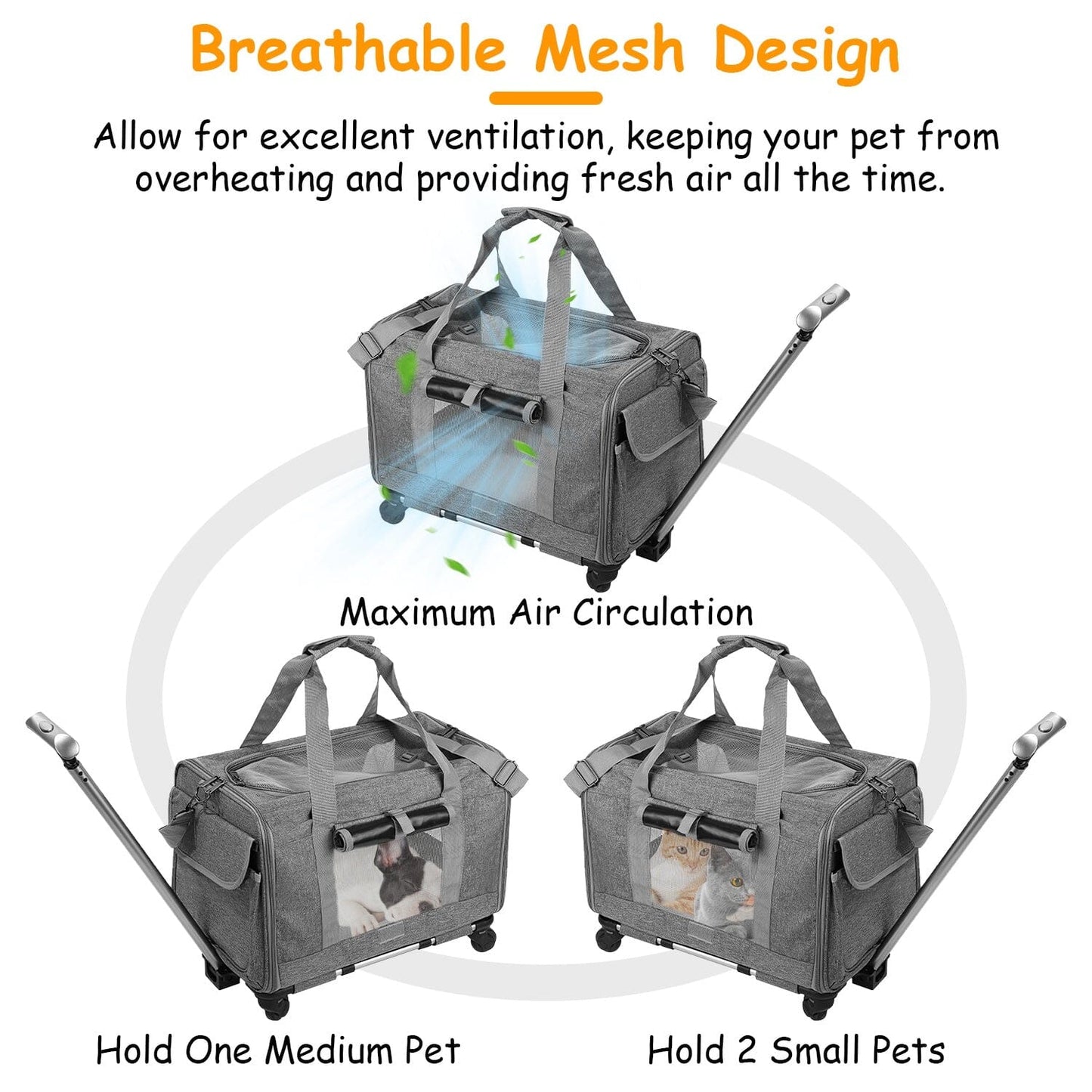 Skorter | Fly approved rolling pet carrier with telescopic handle shoulder strap