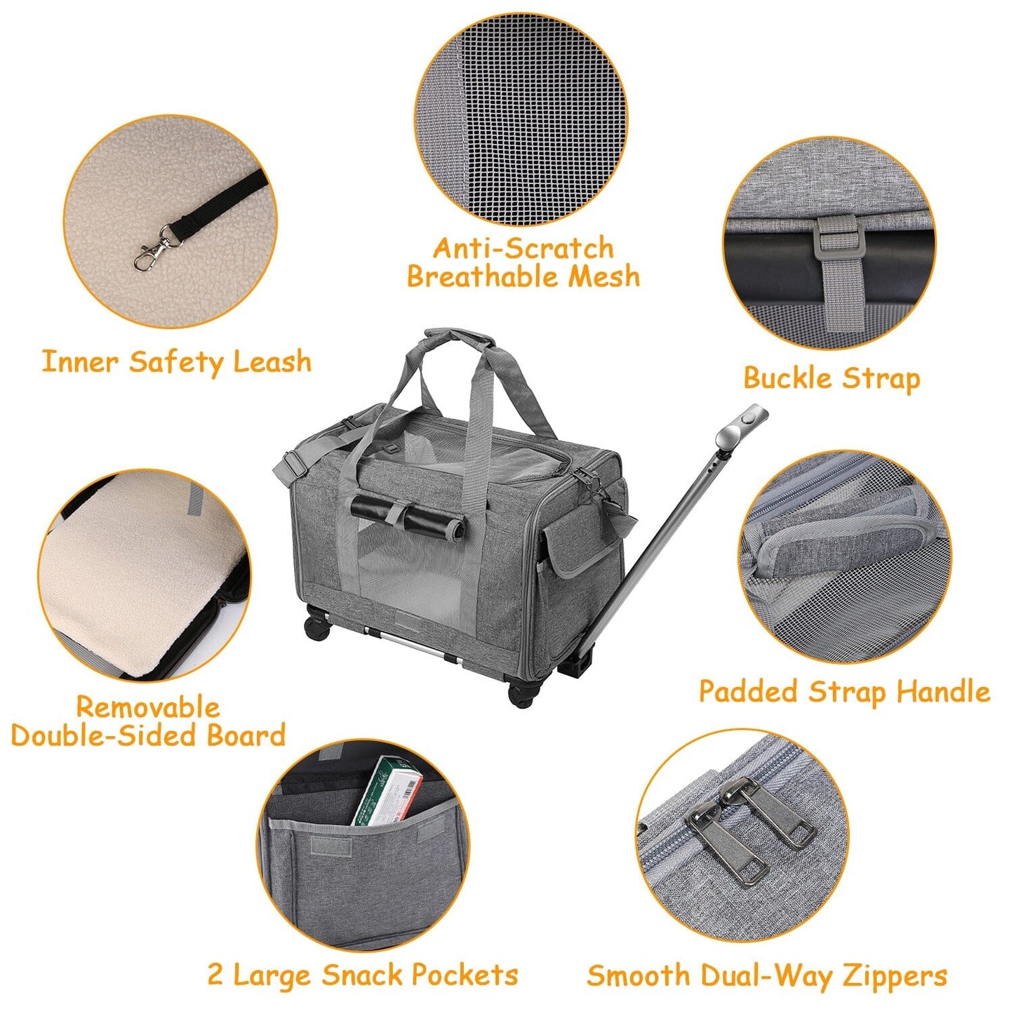 Skorter | Fly approved rolling pet carrier with telescopic handle shoulder strap