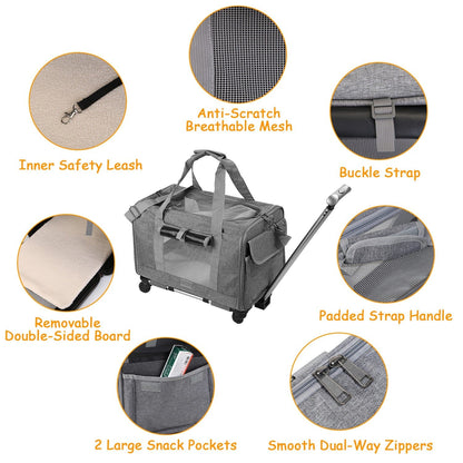 Skorter | Fly approved rolling pet carrier with telescopic handle shoulder strap