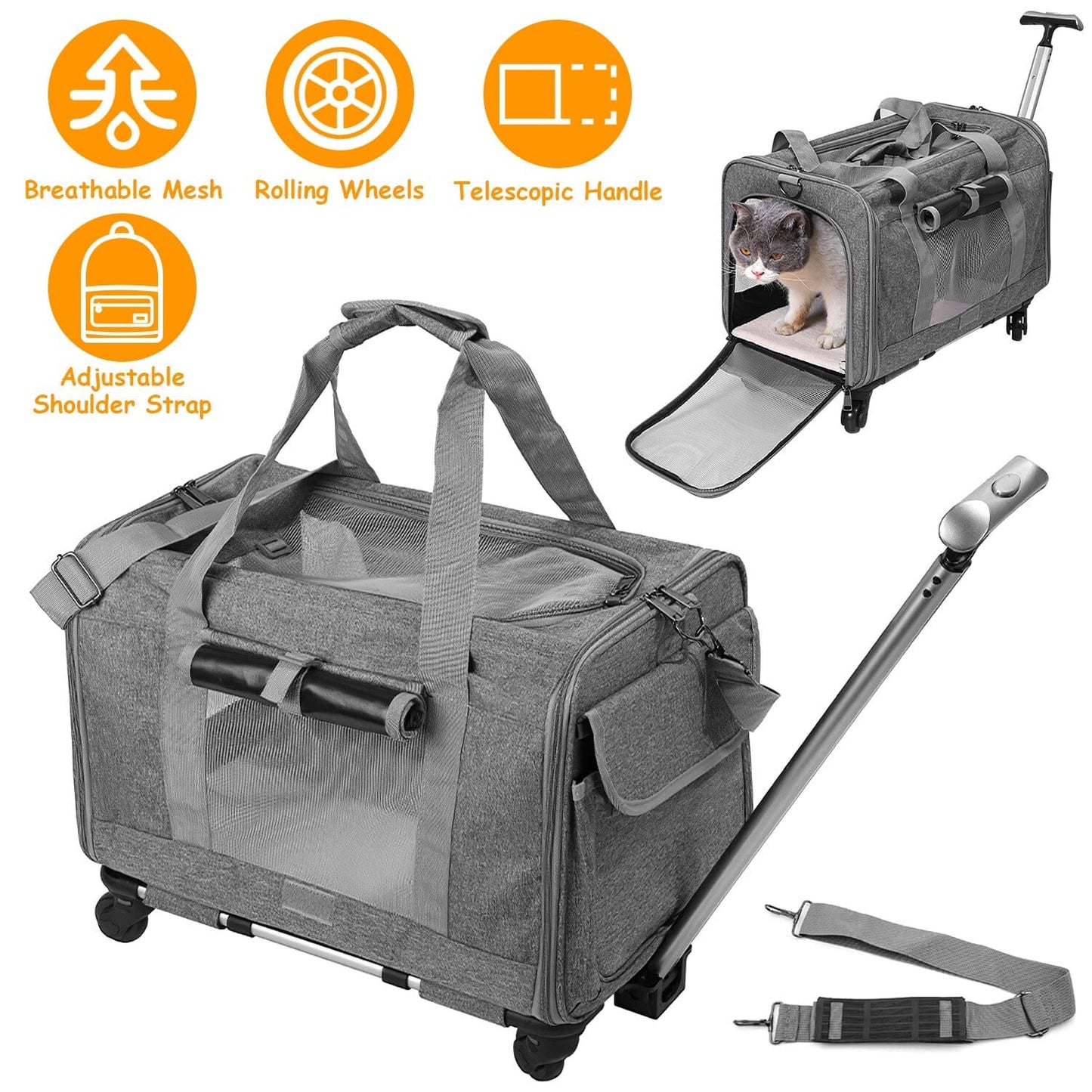 Skorter | Fly approved rolling pet carrier with telescopic handle shoulder strap