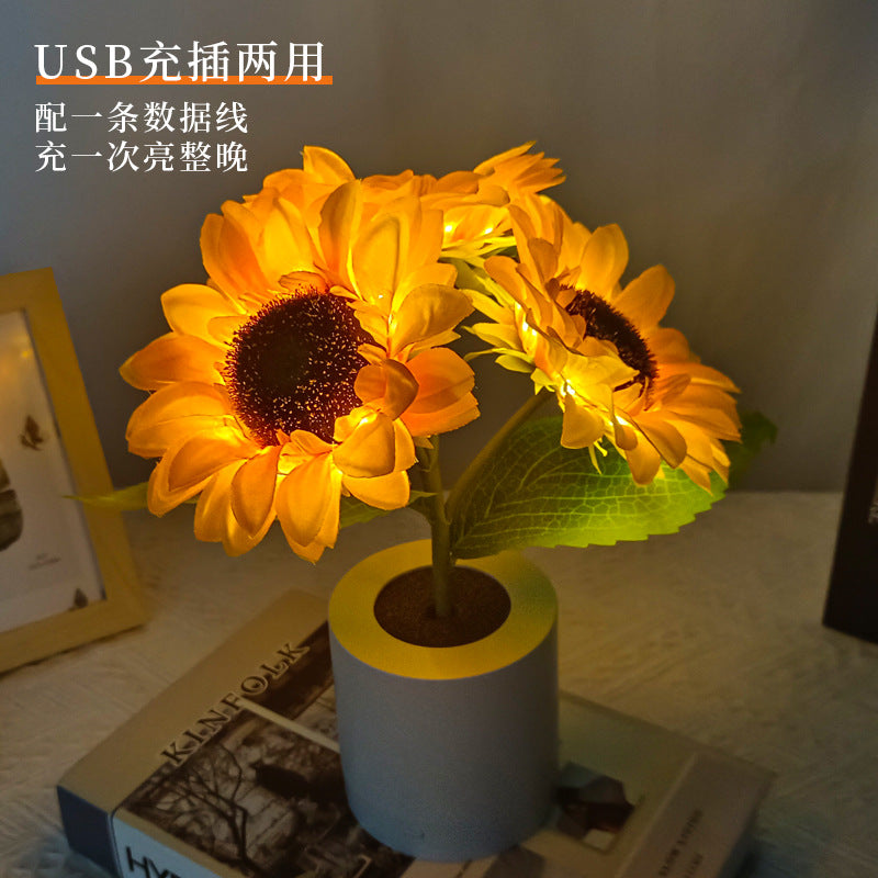 Skorter | LED Sunflower Table Lamp - Decorative Lighting Fixture for Home Decor & Nightstand Use