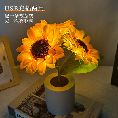 Skorter | LED Sunflower Table Lamp - Decorative Lighting Fixture for Home Decor & Nightstand Use