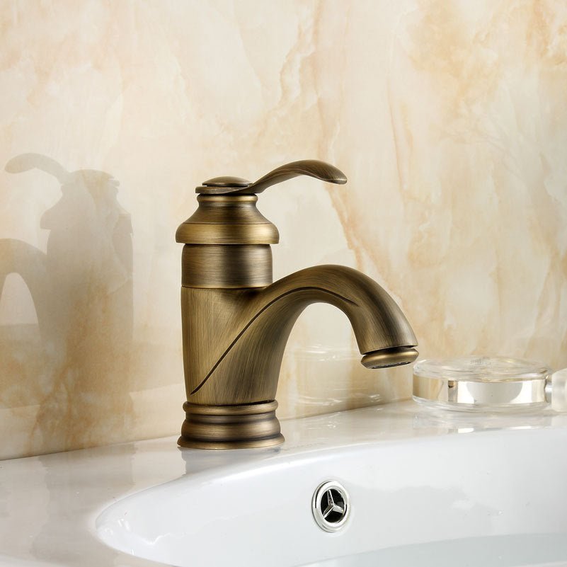 Skorter | Antique Brass Tap Bathroom Fixtures Faucet Sink Mixer Tap