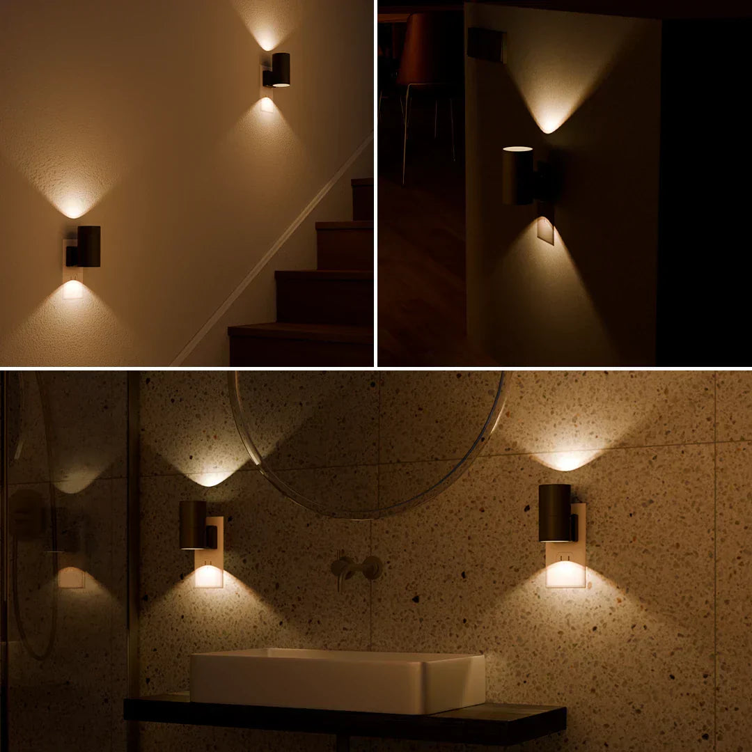Skorter | Dimmable Plug-In Night Light with Motion Sensor - LED Light for Bedrooms, Hallways, and Stairs