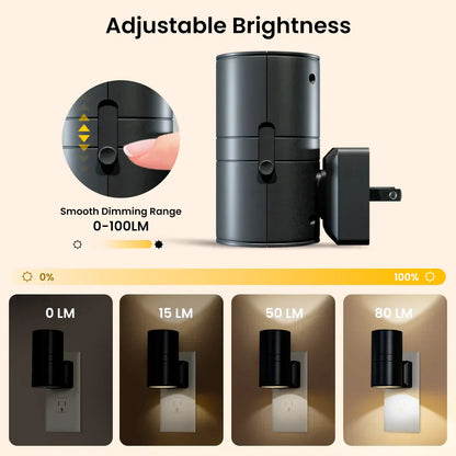 Skorter | Dimmable Plug-In Night Light with Motion Sensor - LED Light for Bedrooms, Hallways, and Stairs