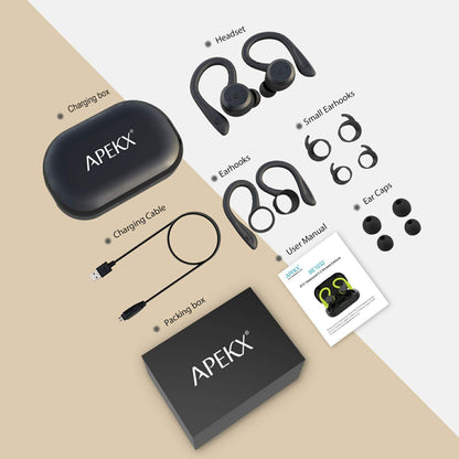 Skorter | APEKX Bluetooth headphones True Wireless earbuds with charging case