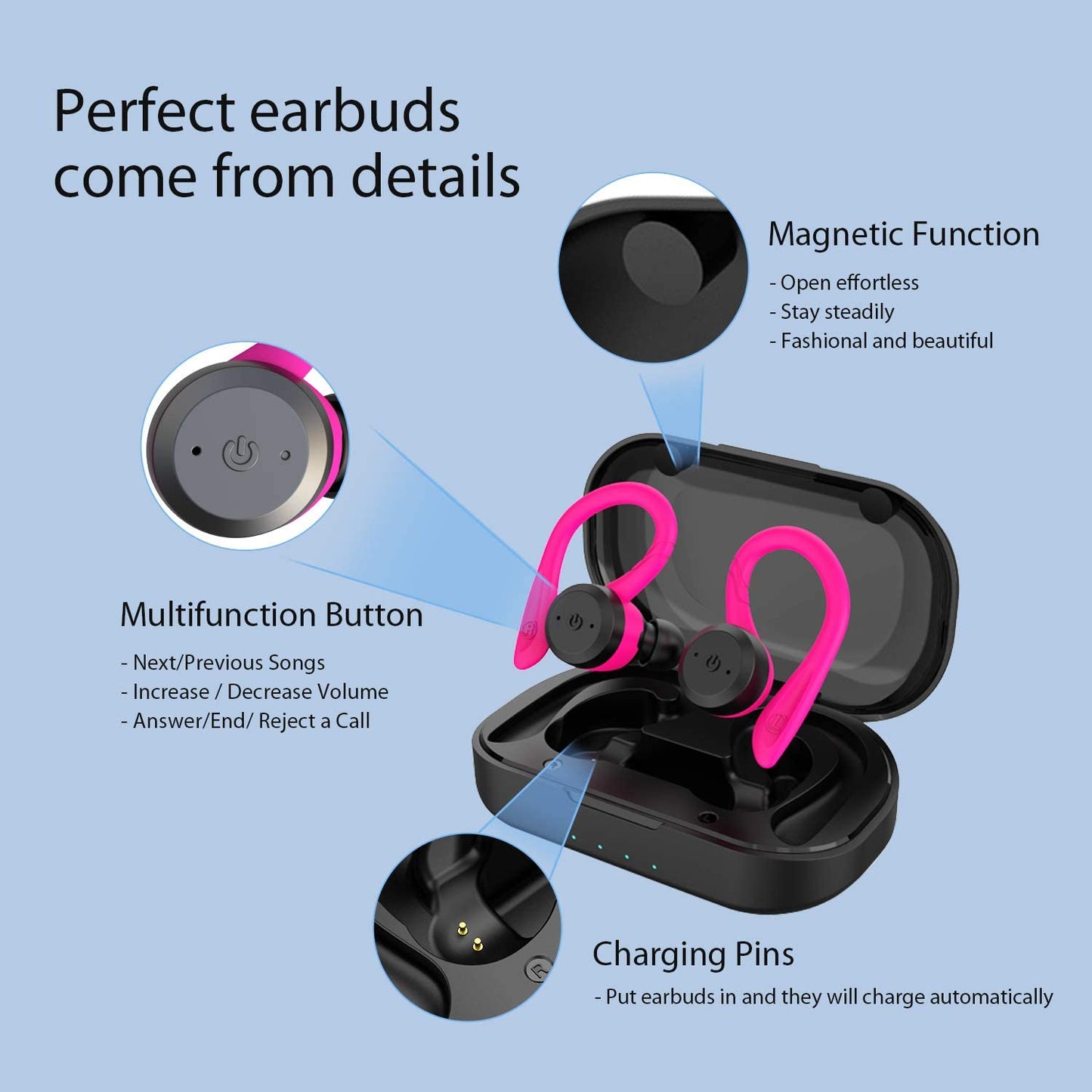 Skorter | APEKX Bluetooth headphones True Wireless earbuds with charging case