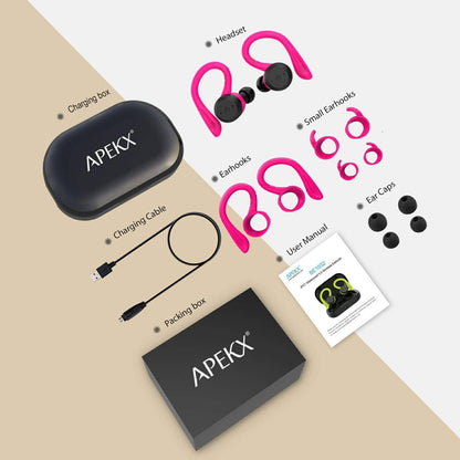 Skorter | APEKX Bluetooth headphones True Wireless earbuds with charging case