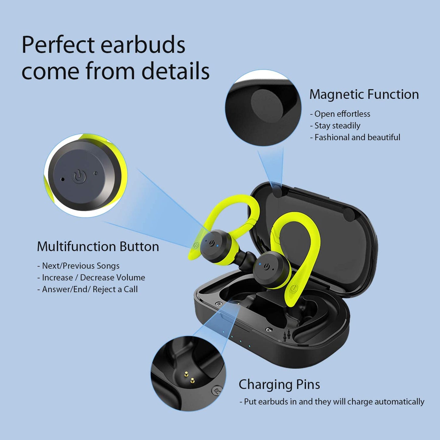Skorter | APEKX Bluetooth headphones True Wireless earbuds with charging case
