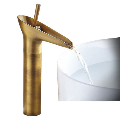 Skorter | AquaFalls – Antique Waterfall Basin Faucet in Brass with Bronze Finish