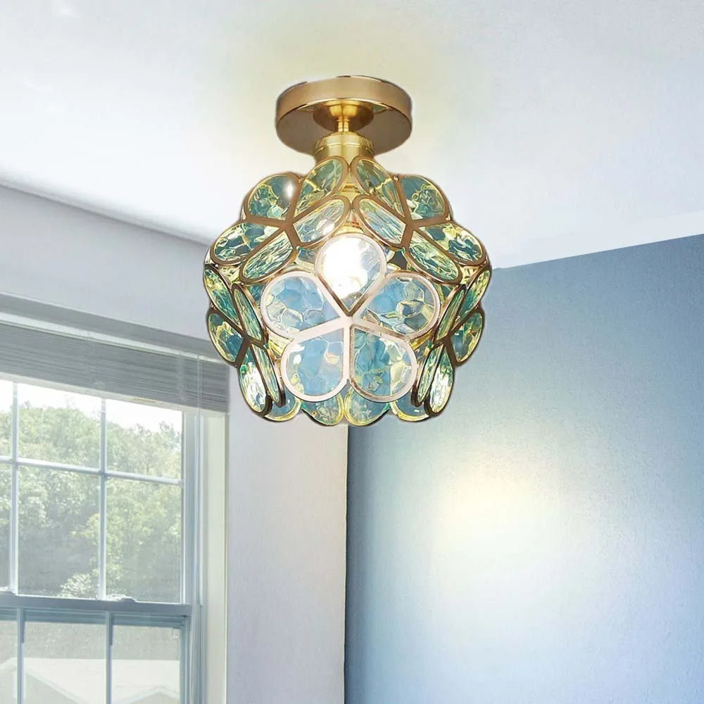 Skorter | Artistic Glass Ceiling Lamp with Flower Pattern - FlowerHall