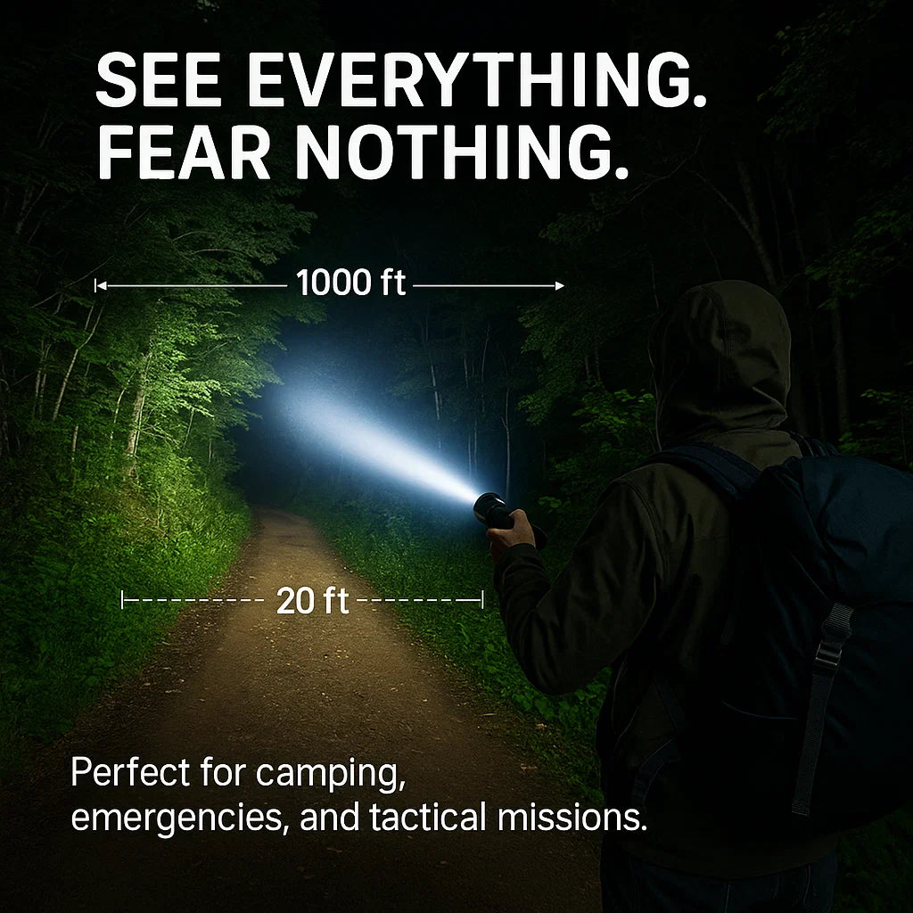 Skorter | 100000 Lumen Tactical Flashlight | World's Brightest High-Powered Torch