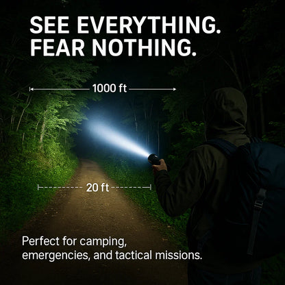 Skorter | 100000 Lumen Tactical Flashlight | World's Brightest High-Powered Torch